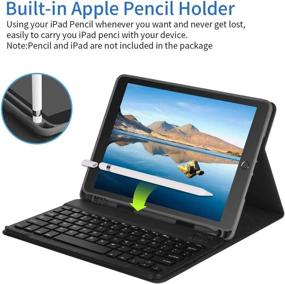 img 3 attached to 💻 Detachable Wireless Keyboard iPad Case - Compatible with 10.2 Inch 9th Generation 2021/8th Gen 2020/7th Gen 2019 & Air 3rd Gen 10.5 - Silver, 7 Color Backlit, Pencil Holder