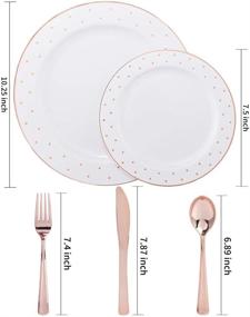 img 3 attached to 🌹 WELLIFE 125-Piece Set of Rose Gold Disposable Plates and Plastic Silverware: 25 Dinner Plates (10.25 inch), 25 Salad Plates (7.5 inch), 25 Knives, 25 Forks, 25 Spoons