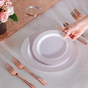 img 2 attached to 🌹 WELLIFE 125-Piece Set of Rose Gold Disposable Plates and Plastic Silverware: 25 Dinner Plates (10.25 inch), 25 Salad Plates (7.5 inch), 25 Knives, 25 Forks, 25 Spoons