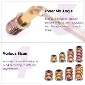 img 1 attached to 🔩 Swpeet 122Pcs Carbon Steel Color Zinc Plated Carbon Furniture Screw in Nut Threaded Wood Inserts Bolt Fastener Connector Hex Socket: 1/4 + 5/16 Assortment Kit