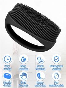 img 1 attached to 🧼 Heeta Soft Silicone Body Scrubber - Gentle Exfoliating Bath Cleansing Brush for Men, Women, and Kids - Suitable for All Skin Types (Black)