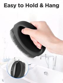 img 2 attached to 🧼 Heeta Soft Silicone Body Scrubber - Gentle Exfoliating Bath Cleansing Brush for Men, Women, and Kids - Suitable for All Skin Types (Black)