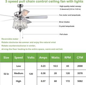 img 1 attached to 💎 Stylish 52" Crystal Ceiling Fan with Lights, Chrome Finish, 5 Reversible Blades, Silent Motor - Perfect for Indoor, Living Room, and Decoration