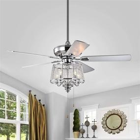 img 4 attached to 💎 Stylish 52" Crystal Ceiling Fan with Lights, Chrome Finish, 5 Reversible Blades, Silent Motor - Perfect for Indoor, Living Room, and Decoration