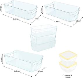 img 1 attached to 9-предметные контейнеры для хранения в холодильнике с ручками - бесплатные от BPA прозрачные пластиковые стеллажи для продуктов в пантри, морозильной камере, кухне, на столешнице и в шкафах