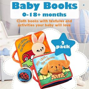 img 3 attached to 🐰 First Year Premium Soft Baby Book - Crinkly Bunny Sounds, Interactive Cloth Toy for Babies & Infant 1 Year Old - Boys and Girls, Cute Touch and Feel Activity, Fabric Book (2 Pack)