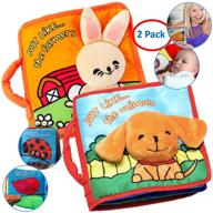 🐰 first year premium soft baby book - crinkly bunny sounds, interactive cloth toy for babies & infant 1 year old - boys and girls, cute touch and feel activity, fabric book (2 pack) logo