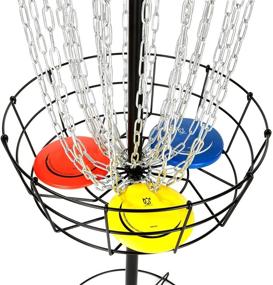 img 1 attached to 👑 CROWN ME Disc Golf Basket Target with 3 Discs: Portable Metal Golf Goals Baskets with 24-Chain Design