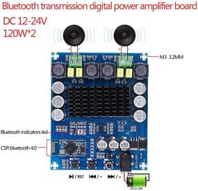 img 3 attached to 🔊 Беспроводной Bluetooth 4.0 усилитель звука с двойным каналом мощностью 120 Вт + 120 Вт на плате цифрового усилителя TPA3116D2 DC 12V-24V для домашнего звука DIY и автомобильного аудио