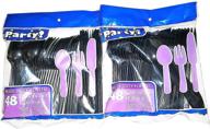 🍽️ durable plastic cutlery set - black, 32 spoons, 32 forks, 32 knives: ideal for heavy-duty use logo