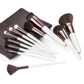 img 4 attached to 11Pcs Premium Synthetic Hair Makeup Brush 💄 Set with Portable Bag - SIXPLUS Pearly White Brushes