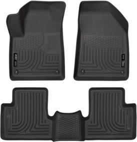 img 4 attached to 🚗 Husky Liners - 99091 - Weatherbeater Floor Mats for 2015-21 Jeep Cherokee, Front & 2nd Seat, Black