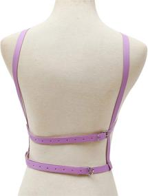 img 1 attached to 🖤 Punky Goth Strappy Purple Body Harness for Women - EXCEEDEGO Pentagram Cage