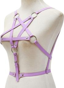 img 2 attached to 🖤 Punky Goth Strappy Purple Body Harness for Women - EXCEEDEGO Pentagram Cage