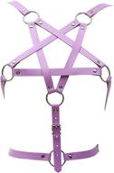 🖤 punky goth strappy purple body harness for women - exceedego pentagram cage logo