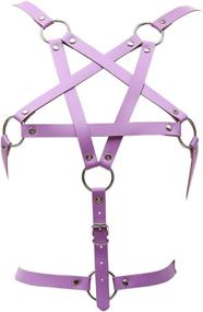 img 4 attached to 🖤 Punky Goth Strappy Purple Body Harness for Women - EXCEEDEGO Pentagram Cage