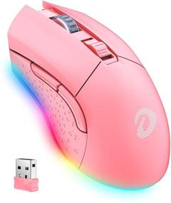 img 4 attached to 🎮 DAREU Wireless Pink Gaming Mouse - 7 Programmable Buttons, Rechargeable RGB Gaming Mice - 10,000 DPI, 150 IPS, 1000Hz Polling Rate - Type C RGB Wired Mouse Gaming for PC and Notebook (Pink)