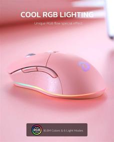 img 3 attached to 🎮 DAREU Wireless Pink Gaming Mouse - 7 Programmable Buttons, Rechargeable RGB Gaming Mice - 10,000 DPI, 150 IPS, 1000Hz Polling Rate - Type C RGB Wired Mouse Gaming for PC and Notebook (Pink)