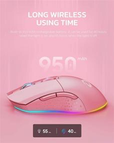 img 1 attached to 🎮 DAREU Wireless Pink Gaming Mouse - 7 Programmable Buttons, Rechargeable RGB Gaming Mice - 10,000 DPI, 150 IPS, 1000Hz Polling Rate - Type C RGB Wired Mouse Gaming for PC and Notebook (Pink)