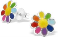 eye-catching flower stud earrings: multi-color 925 sterling silver (e20765) logo