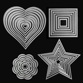img 4 attached to 🔪 Versatile 4 Set Metal Cutting Dies for DIY Crafts: Heart, Square, Flower, and Star Die Cuts - Embossing Stencils Template Mould for Card Making and Scrapbooking with 32 PCS Included