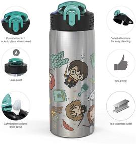 img 2 attached to 🧙 Zak Designs 27oz Harry Potter Stainless Steel Water Bottle with Flip-up Straw Spout and Locking Cover, Durable Cup for Sports or Travel (27oz, Harry Potter)