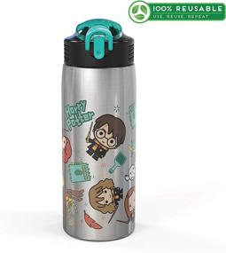 img 3 attached to 🧙 Zak Designs 27oz Harry Potter Stainless Steel Water Bottle with Flip-up Straw Spout and Locking Cover, Durable Cup for Sports or Travel (27oz, Harry Potter)