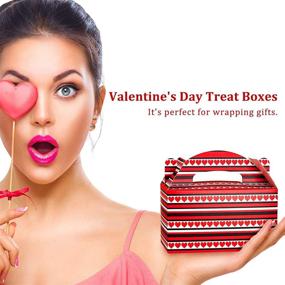 img 1 attached to 🎁 Valentine's Day Treat Boxes Kit - Whaline 24 Pack Heart-shaped Goody Box Set with 24 Heart Cards, 3 Rolls of Ribbons - Red, Black, Pink Cookie Holder, Candy Container Box for Valentines Kids Girls Party Favors