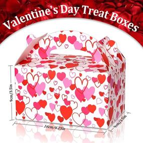 img 3 attached to 🎁 Valentine's Day Treat Boxes Kit - Whaline 24 Pack Heart-shaped Goody Box Set with 24 Heart Cards, 3 Rolls of Ribbons - Red, Black, Pink Cookie Holder, Candy Container Box for Valentines Kids Girls Party Favors