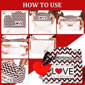 img 2 attached to 🎁 Valentine's Day Treat Boxes Kit - Whaline 24 Pack Heart-shaped Goody Box Set with 24 Heart Cards, 3 Rolls of Ribbons - Red, Black, Pink Cookie Holder, Candy Container Box for Valentines Kids Girls Party Favors