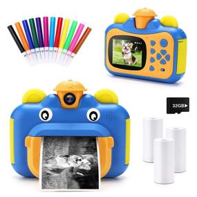 img 4 attached to 📸 Inkpot Instant Print Camera for Kids, Zero Ink 1080p Video Kids Digital 12MP Selfie Camera for Girls Boys - Perfect Birthday Gift Photo Camera for Kids Age 7 8 9 10 11, Color Pens, Print Papers, 32GB Card Included