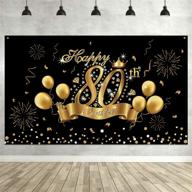 extra large 80th birthday black gold party decoration: fabulous photo booth backdrop banner and anniversary background – top-quality 80th birthday party supplies logo