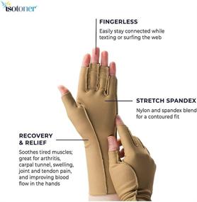 img 3 attached to 🧤 Isotoner Arthritis Compression Gloves: Effective Pain Relief for Women & Men with Open/Full Finger Design