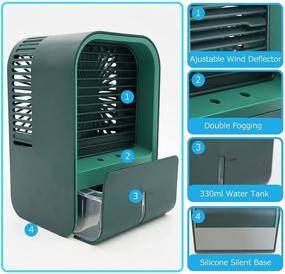 img 3 attached to 🌬️ Pruzaan 2021 Portable Air Conditioner Fan - Personal Air Cooler Rechargeable 4000mAh - 3 Wind Speeds - 330mL Water Tank - 3-in-1 Mini Small AC - Car Desk Table Fan - Room Office Home Travel Camping (Green)