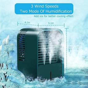 img 1 attached to 🌬️ Pruzaan 2021 Portable Air Conditioner Fan - Personal Air Cooler Rechargeable 4000mAh - 3 Wind Speeds - 330mL Water Tank - 3-in-1 Mini Small AC - Car Desk Table Fan - Room Office Home Travel Camping (Green)