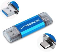 🔵 wansenda otg type c & usb 3.0/3.1 flash drive - multiple storage options - android/pc/mac compatible - color: blue logo
