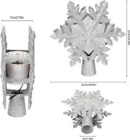 img 3 attached to 🎄 Lighted Snowflake Tree Topper with LED Projector - Christmas Decoration with Rotating White Snowflake and Star Lights, 3D Glitter Silver Snow Tree Topper for Holiday Party Decor and Christmas Tree Ornaments