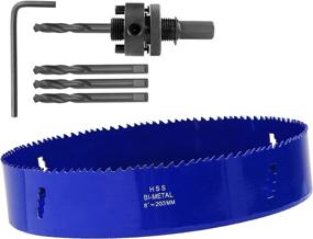 img 4 attached to 🔵 Laniakea 8-Inch Bi-Metal Hole Saw 203MM M42 Annular Hole Cutter HSS - Ultimate DIYer Tool Set with Arbor in Blue