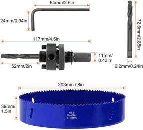 img 3 attached to 🔵 Laniakea 8-Inch Bi-Metal Hole Saw 203MM M42 Annular Hole Cutter HSS - Ultimate DIYer Tool Set with Arbor in Blue