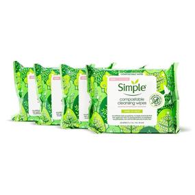 img 4 attached to 🌿 Compostable Facial Wipes for Makeup Removal | Simple Kind to Skin | No Artificial Perfume or Color | 4 Packs of 25 Wipes | Paraben-Free, Phthalate-Free