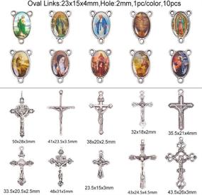 img 3 attached to 🔮 PH PandaHall 10pcs Antique Silver Tibetan Crucifix Cross Charms Pendants and 10pcs Crucifix Catholic Virgin Oval Chandelier Links for Rosary Holy Beads Necklace Crafting