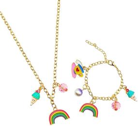 img 4 attached to 🌈 MTGOCHA Rainbow Necklace Bracelet Set: A Perfect Gift for Girls, Teens, and Women with a Rainbow Theme for Birthdays, Christmas, or Princess Parties