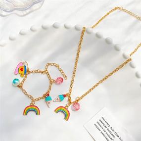 img 3 attached to 🌈 MTGOCHA Rainbow Necklace Bracelet Set: A Perfect Gift for Girls, Teens, and Women with a Rainbow Theme for Birthdays, Christmas, or Princess Parties