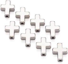 img 3 attached to 20pcs Tibetan Style Platinum Alloy Cross Pendant Crucifix Charm Beads for DIY Rosary Jewelry Making - 15x12x5mm