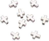 20pcs tibetan style platinum alloy cross pendant crucifix charm beads for diy rosary jewelry making - 15x12x5mm logo