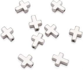 img 4 attached to 20pcs Tibetan Style Platinum Alloy Cross Pendant Crucifix Charm Beads for DIY Rosary Jewelry Making - 15x12x5mm