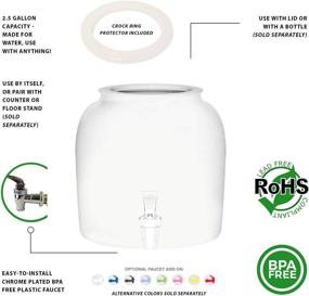 img 3 attached to 🚰 2.5 Gallon Porcelain Water Dispenser Crock with Ring Protector and White Spigot Faucet - Ideal for Water, Kombucha, Punch, and More - Classic Plain White Design for Customization or Painting