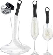 🍷 flexible wine decanter cleaning brush with stainless steel balls - multi-function household cleaning tool for goblets, champagne flutes, cups, and glasses (black) logo