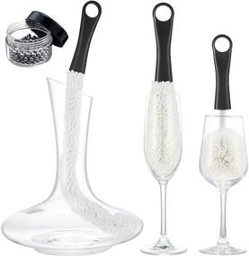 img 4 attached to 🍷 Flexible Wine Decanter Cleaning Brush with Stainless Steel Balls - Multi-Function Household Cleaning Tool for Goblets, Champagne Flutes, Cups, and Glasses (Black)