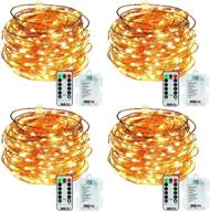 🔮 seeou 4 set battery operated fairy lights with remote - 8 modes 16.4ft 50 led string lights for christmas wedding party bedroom decoration - warm white логотип